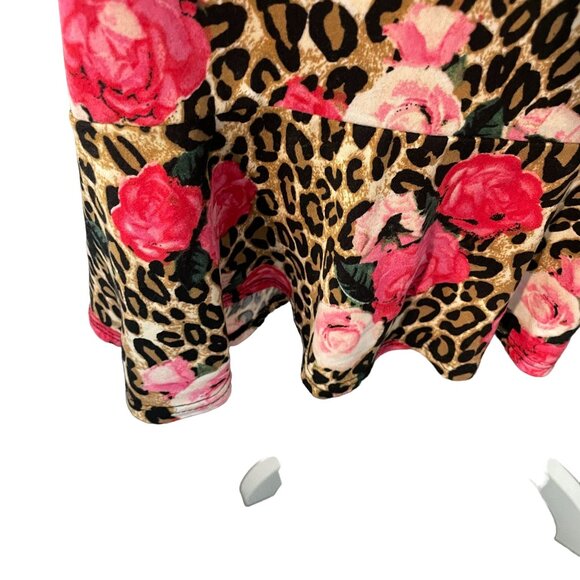 Brigette Brianna Floral Animal Print Robe Women L? Ruffle Sleeve Hem USA - Picture 5 of 8